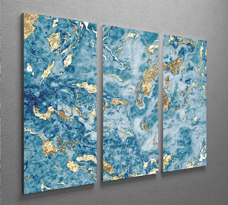 Navy and gold foil marble 3 split panel canvas print showcasing elegant design and high-quality finish.