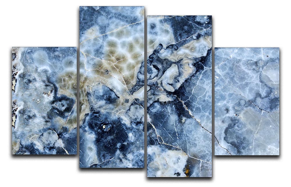 Navy Cracked and Speckled Marble 4 Split Panel Canvas artwork displayed in a modern setting.