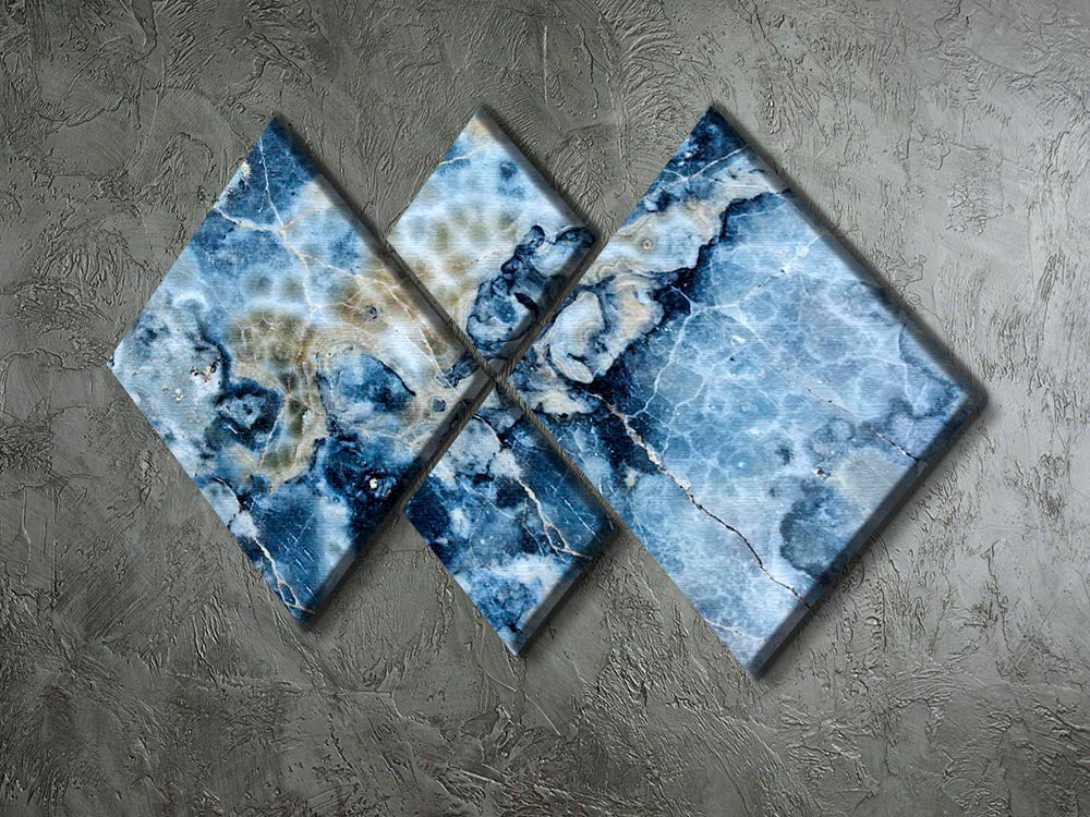 Navy Cracked and Speckled Marble 4 Square Multi Panel Canvas artwork displayed on a wall, showcasing four individual panels with a modern design.