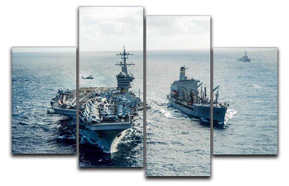 Navy Crossing the Ocean 4 Split Panel Canvas artwork featuring a serene ocean scene divided into four panels.
