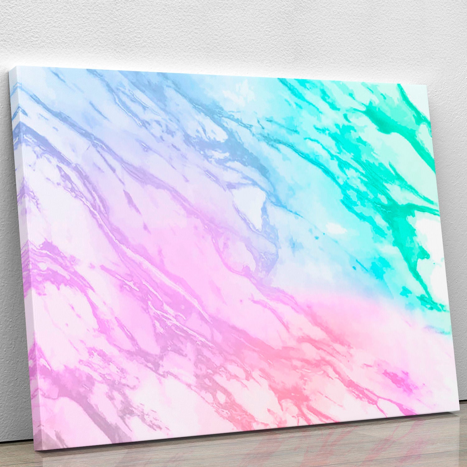 A vibrant Neon Striped Marble Canvas Print showcasing bold neon colors and a marble pattern, perfect for modern decor.