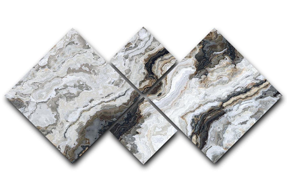 Neutral Coloured Marble 4 Square Multi Panel Canvas artwork displayed in a modern living room setting.