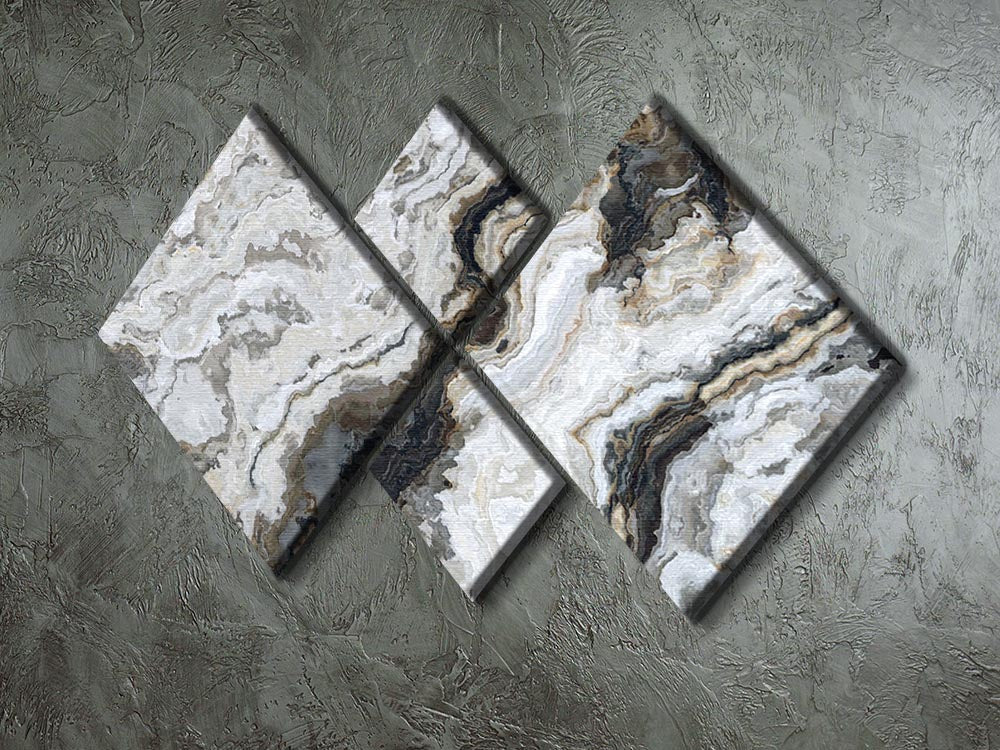 Neutral Coloured Marble 4 Square Multi Panel Canvas artwork displayed in a modern living room setting.
