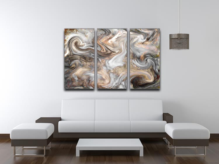 Neutral Stone Swirl Marble 3 Split Panel Canvas Print showcasing elegant marble design in three panels, perfect for modern decor.