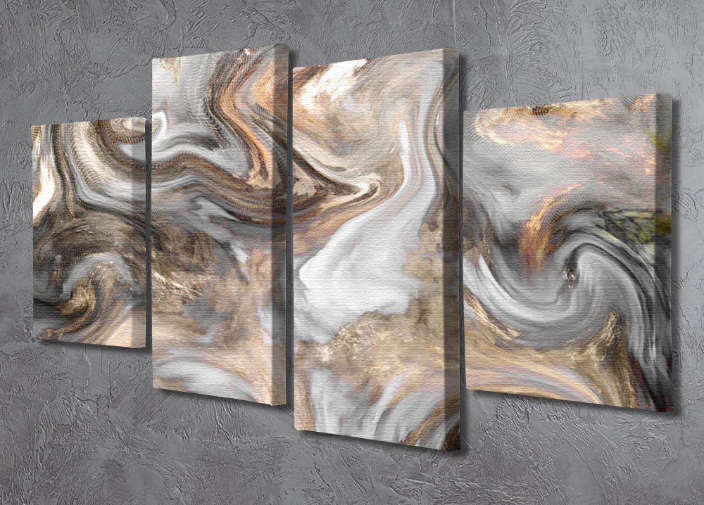 Neutral Stone Swirl Marble 4 Split Panel Canvas artwork displayed in a modern setting, showcasing its elegant design and multi-dimensional effect.