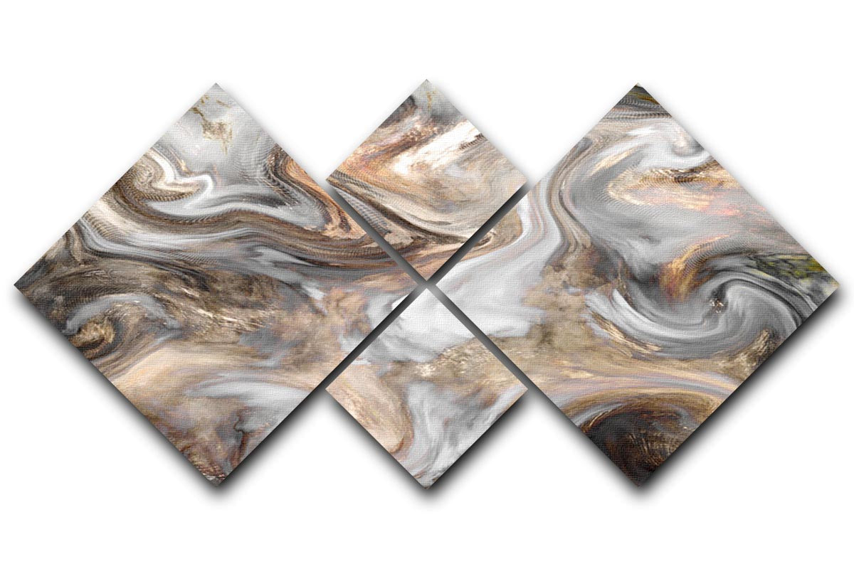 Neutral Stone Swirl Marble 4 Square Multi Panel Canvas artwork featuring four individual square panels with a harmonious marble design.