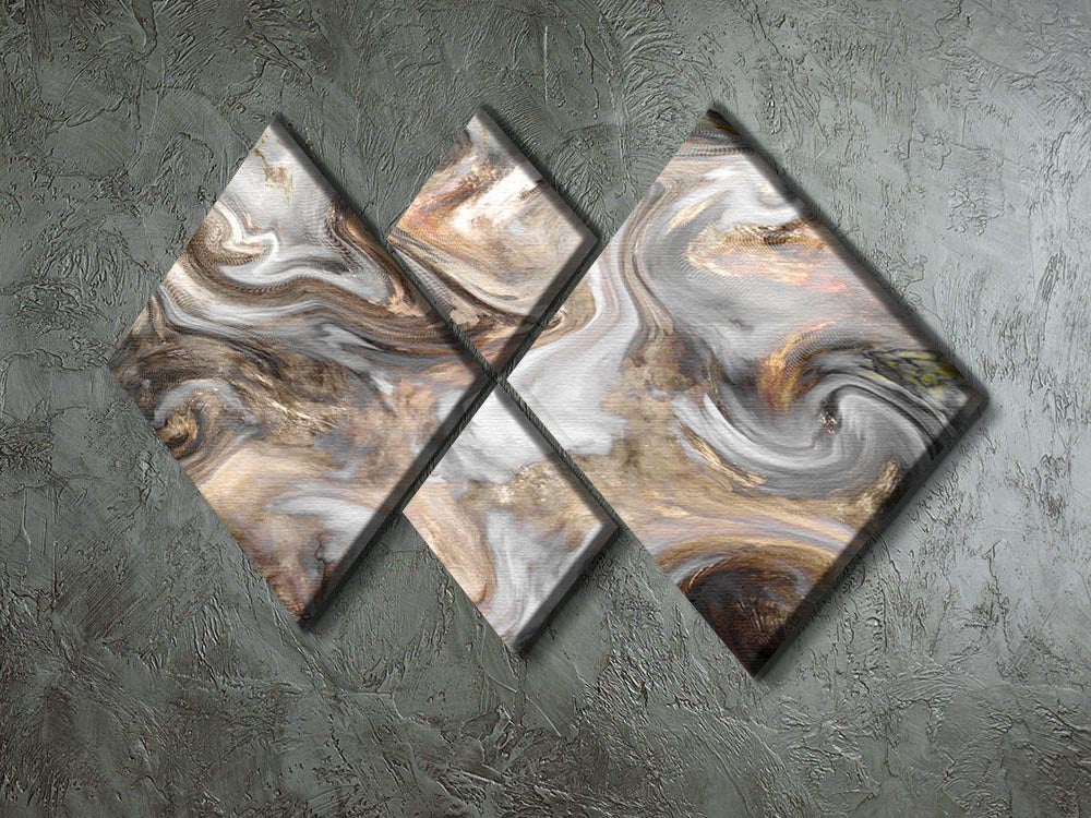 Neutral Stone Swirl Marble 4 Square Multi Panel Canvas artwork featuring four individual square panels with a harmonious marble design.