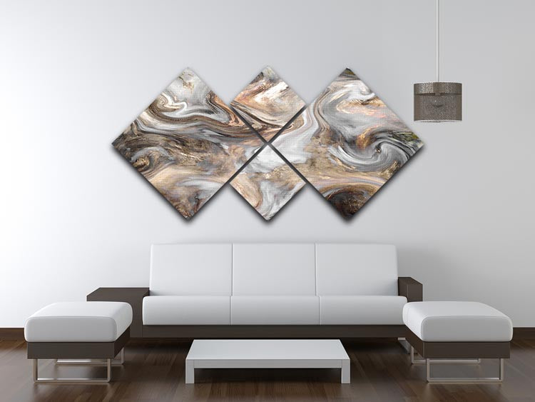 Neutral Stone Swirl Marble 4 Square Multi Panel Canvas artwork featuring four individual square panels with a harmonious marble design.