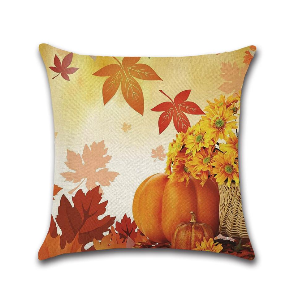 Set of 4 Halloween throw pillow covers featuring pumpkin, castle, and bat designs, perfect for festive home decor.