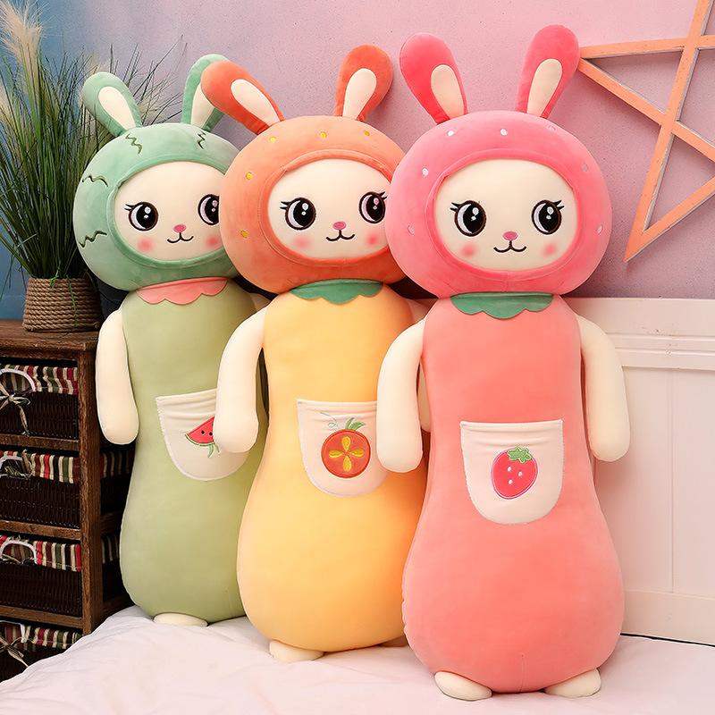 A collection of Kawaii Rabbit Plush Toys in various sizes and colors, showcasing their soft texture and adorable design, perfect for gifts and home decor.