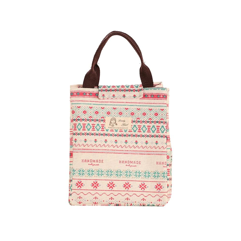 Stylish New Fashion Portable Lunch Bag made of canvas with insulated aluminum lining, perfect for picnics and daily meals.
