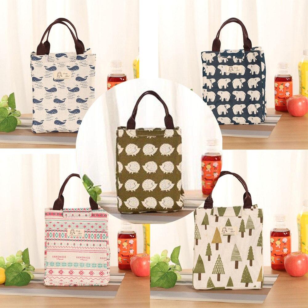 Stylish New Fashion Portable Lunch Bag made of canvas with insulated aluminum lining, perfect for picnics and daily meals.