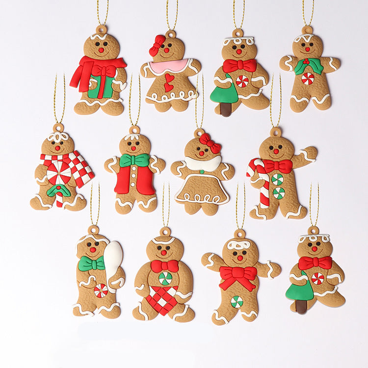 Gingerbread Man Christmas Tree Decoration, featuring a cute design made from PVC soft glue, perfect for festive holiday decor.