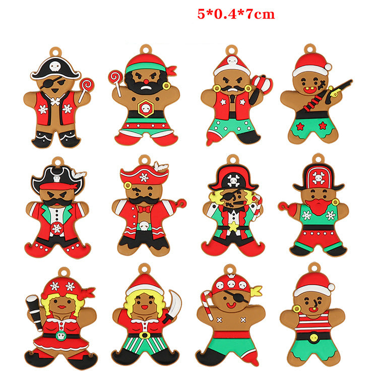 Gingerbread Man Christmas Tree Decoration, featuring a cute design made from PVC soft glue, perfect for festive holiday decor.