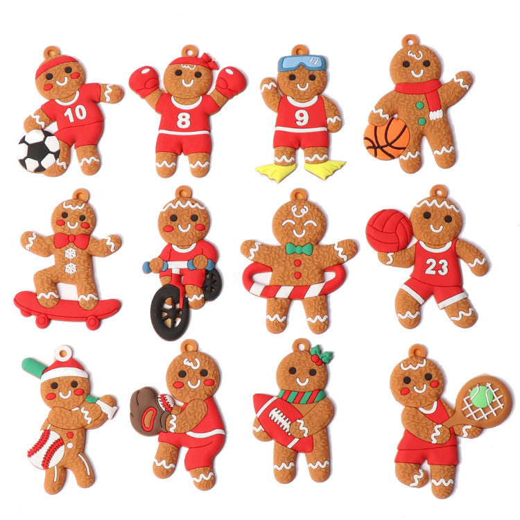 Gingerbread Man Christmas Tree Decoration, featuring a cute design made from PVC soft glue, perfect for festive holiday decor.