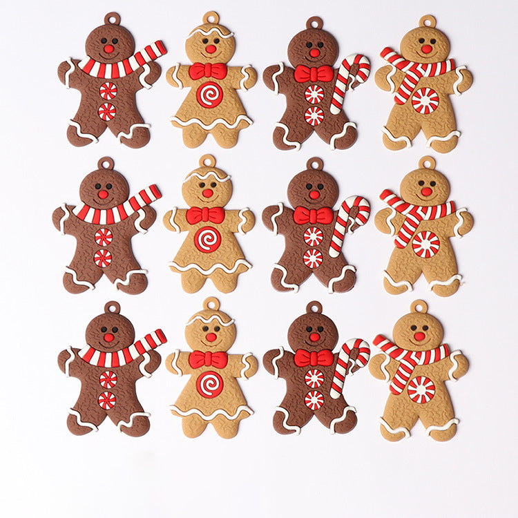 Gingerbread Man Christmas Tree Decoration, featuring a cute design made from PVC soft glue, perfect for festive holiday decor.