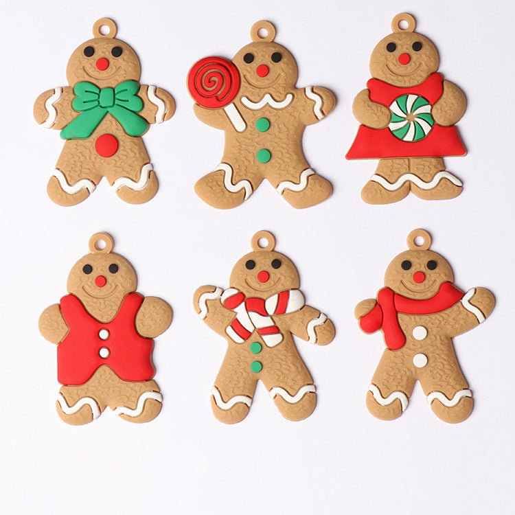 Gingerbread Man Christmas Tree Decoration, featuring a cute design made from PVC soft glue, perfect for festive holiday decor.