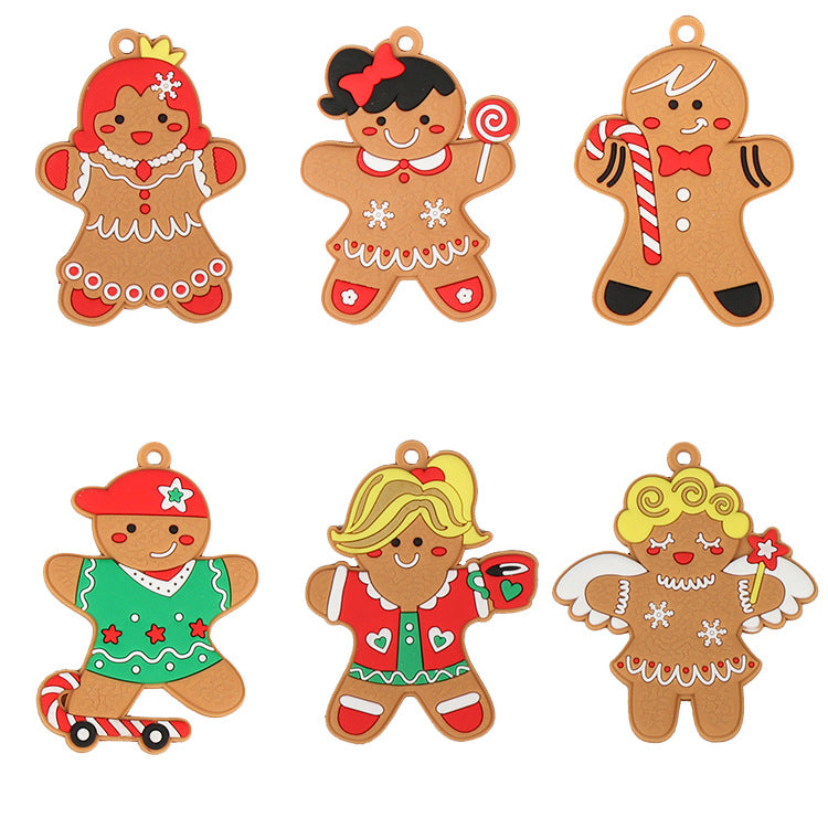 Gingerbread Man Christmas Tree Decoration, featuring a cute design made from PVC soft glue, perfect for festive holiday decor.