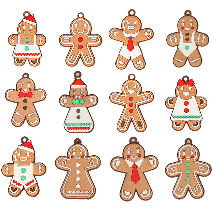 Gingerbread Man Christmas Tree Decoration, featuring a cute design made from PVC soft glue, perfect for festive holiday decor.