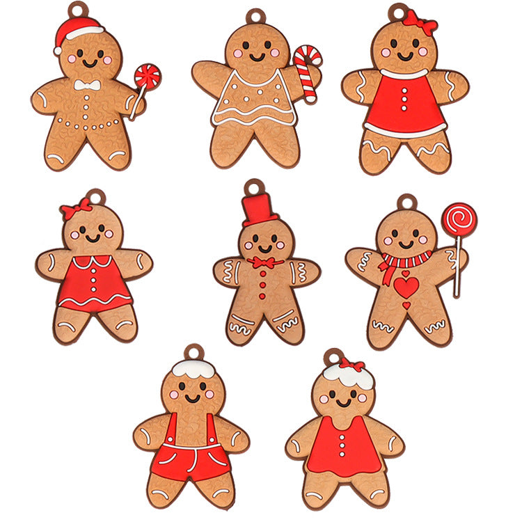 Gingerbread Man Christmas Tree Decoration, featuring a cute design made from PVC soft glue, perfect for festive holiday decor.