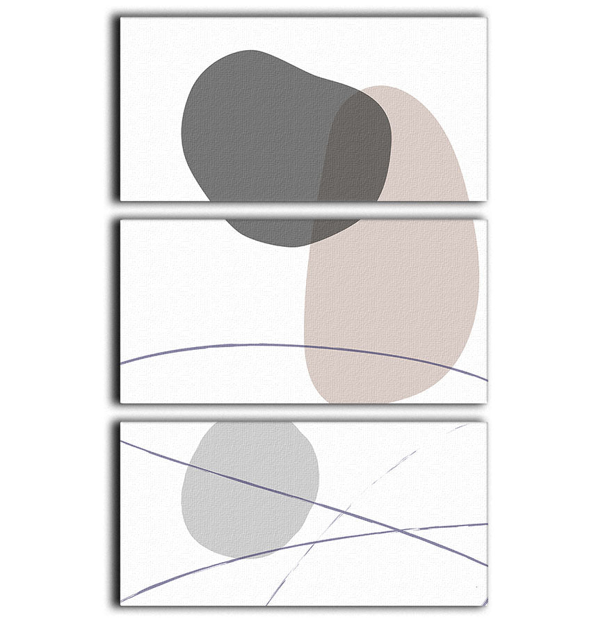 New Shapes Beige 03 3 Split Panel Canvas Print featuring three elegant panels with abstract design in beige tones.