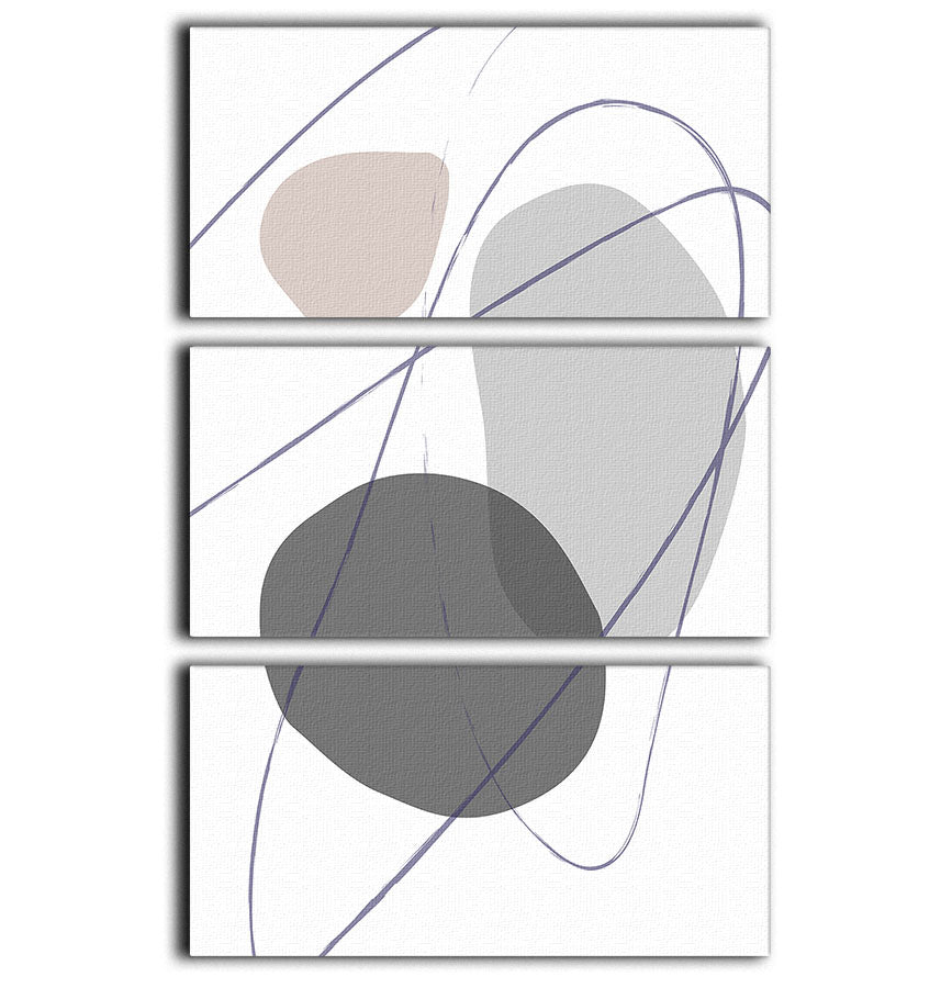 New Shapes Beige No 2 3 Split Panel Canvas Print featuring three elegant panels with a cohesive design, perfect for modern decor.