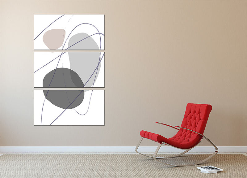 New Shapes Beige No 2 3 Split Panel Canvas Print featuring three elegant panels with a cohesive design, perfect for modern decor.