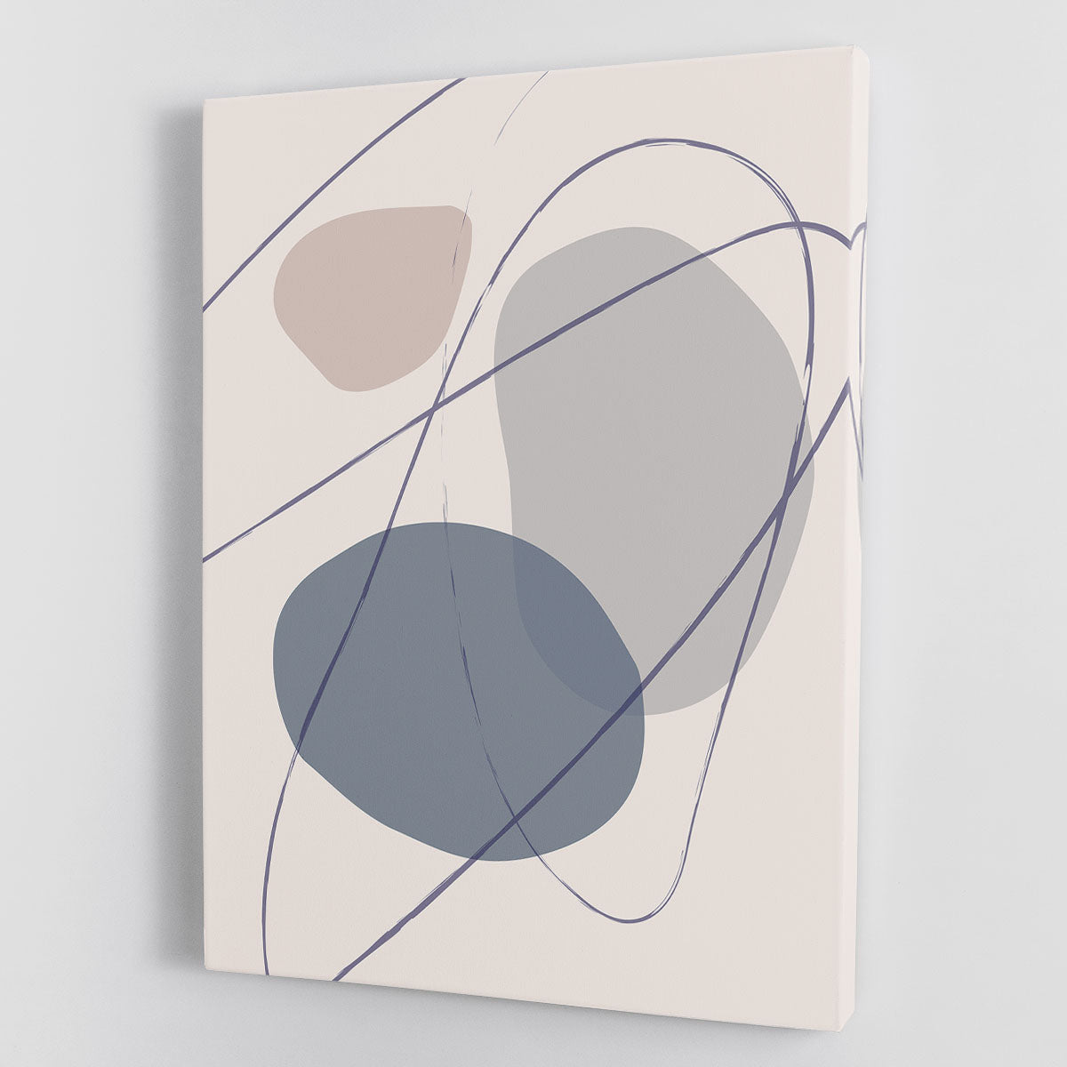 New Shapes Blue No 2 Canvas Print featuring an abstract blue design, perfect for modern home decor.