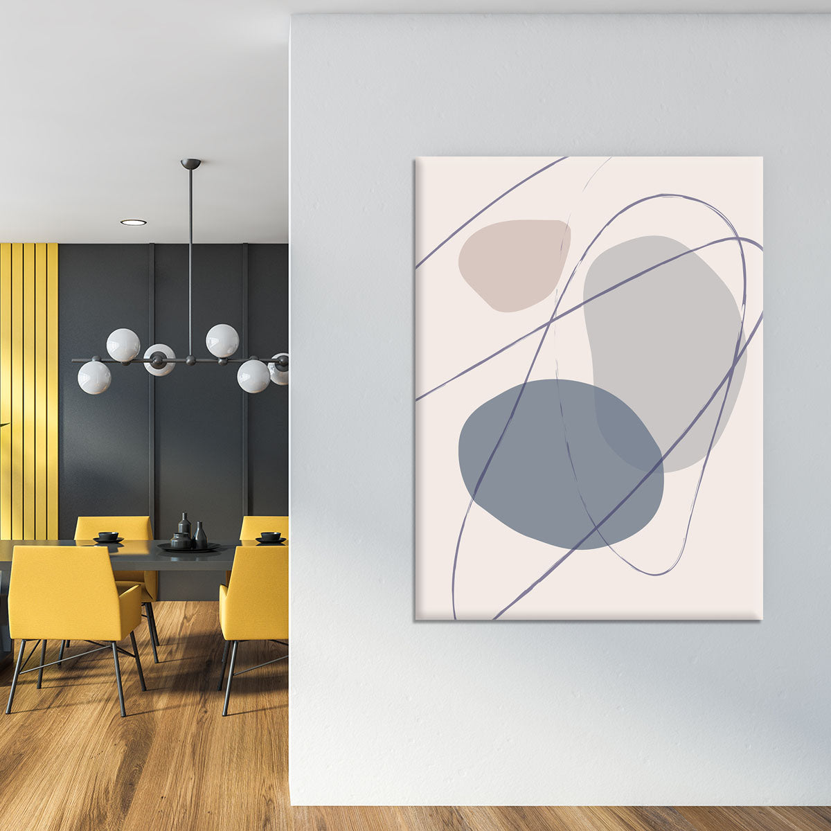 New Shapes Blue No 2 Canvas Print featuring an abstract blue design, perfect for modern home decor.