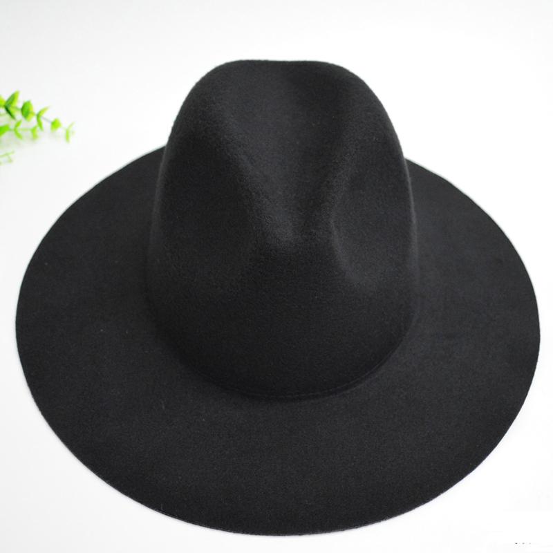 A stylish New Women Wool Felt Fedora Hat with a wide brim, available in multiple colors, showcasing its soft material and trendy design.