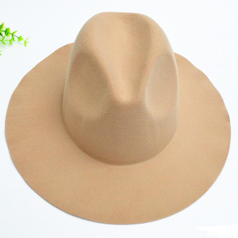 A stylish New Women Wool Felt Fedora Hat with a wide brim, available in multiple colors, showcasing its soft material and trendy design.