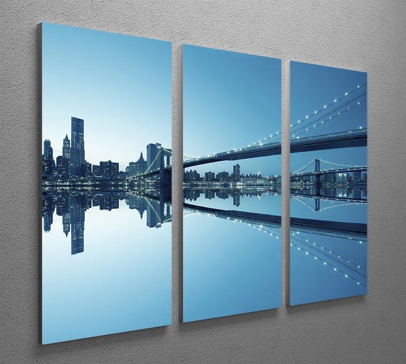 A stunning 3-panel canvas print featuring the Manhattan skyline, showcasing iconic buildings and a vibrant cityscape.