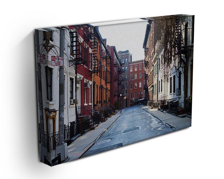 A beautiful canvas print showcasing historic buildings of New York City, featuring intricate architectural details and vibrant colors.