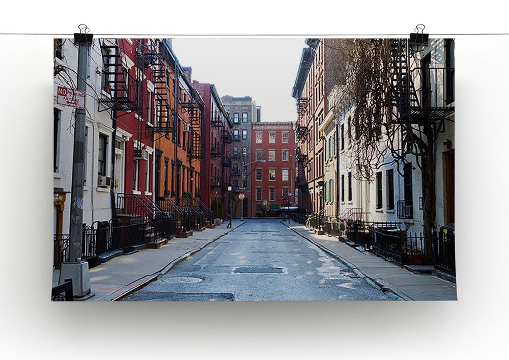 A beautiful canvas print showcasing historic buildings of New York City, featuring intricate architectural details and vibrant colors.