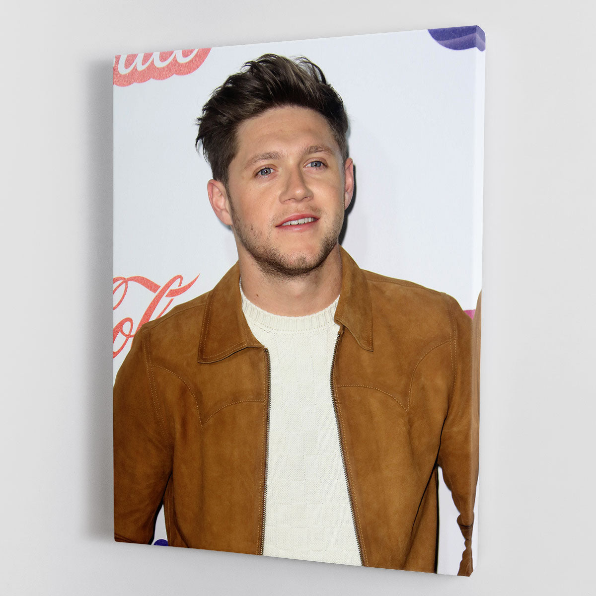 A vibrant canvas print of Niall Horan from One Direction, showcasing his charismatic presence and style, perfect for fans and decor enthusiasts.