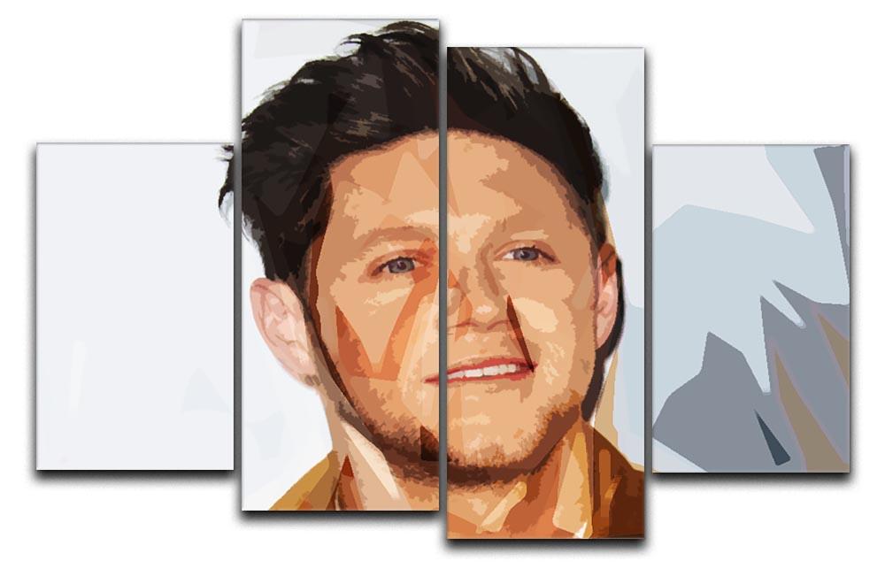 A vibrant 4-split canvas artwork featuring Niall Horan from One Direction, showcasing bold colors and dynamic design.