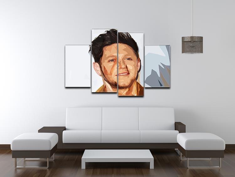 A vibrant 4-split canvas artwork featuring Niall Horan from One Direction, showcasing bold colors and dynamic design.