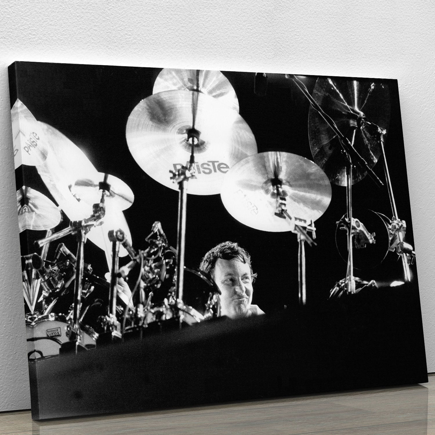 Canvas print featuring Nick Mason of Pink Floyd, showcasing vibrant colors and intricate details, perfect for music enthusiasts.