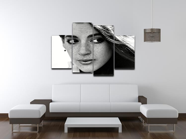 A 4-split canvas artwork featuring Nigella Lawson from 1983, showcasing vibrant colors and intricate details across four panels.