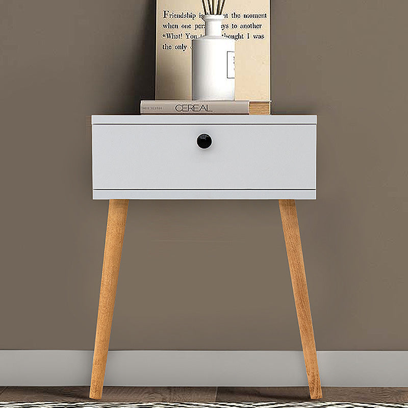 CLARA White Nightstand Set featuring a sleek design with one drawer, perfect for modern living spaces.
