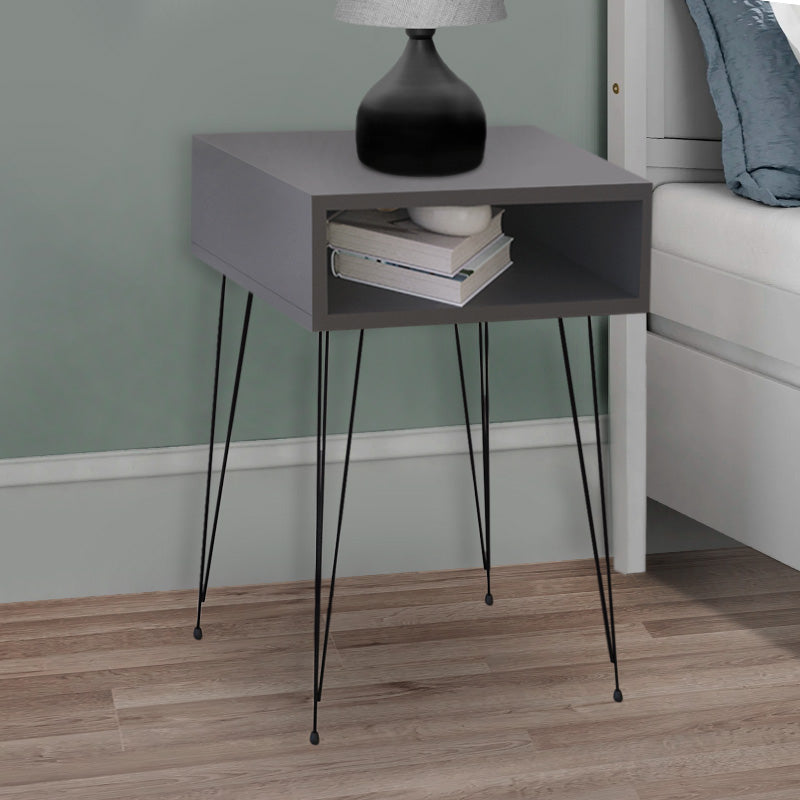 GABRIEL Nightstand Set in anthracite color, featuring sleek design and sturdy metal legs.