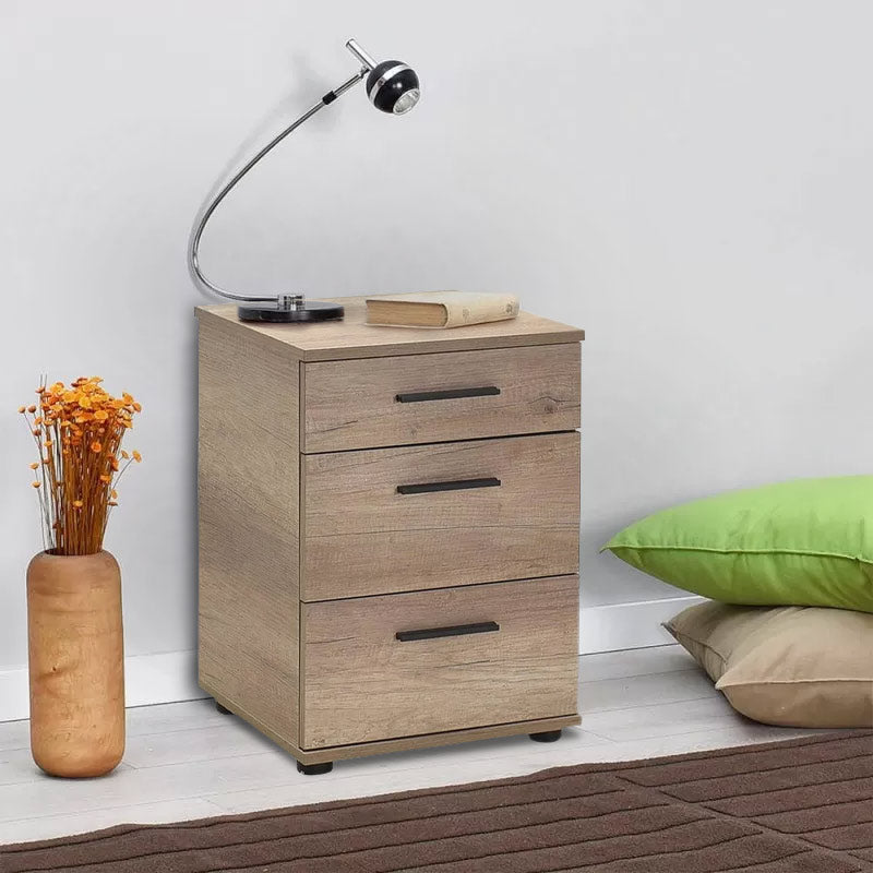 LUCKY Nightstand in tori color with three drawers, dimensions 40x39x57 cm, showcasing a modern design suitable for various interiors.