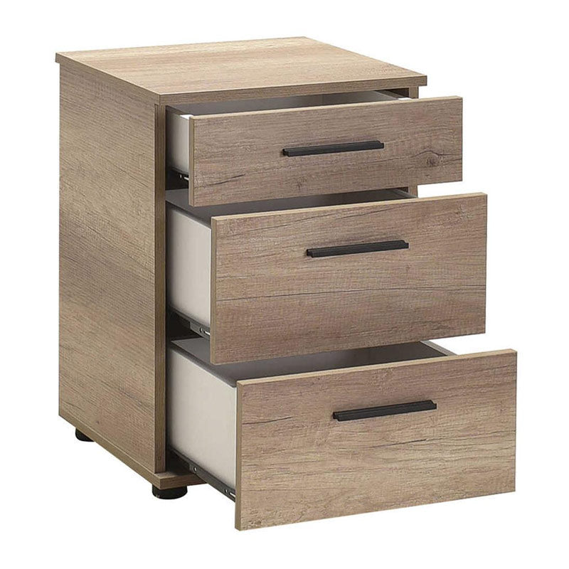 LUCKY Nightstand in tori color with three drawers, dimensions 40x39x57 cm, showcasing a modern design suitable for various interiors.