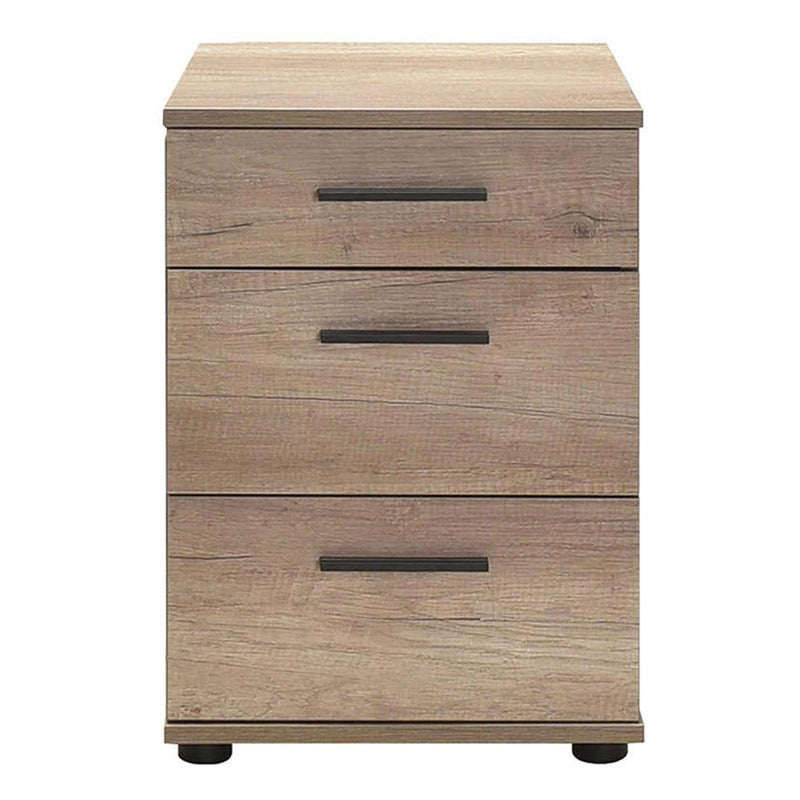 LUCKY Nightstand in tori color with three drawers, dimensions 40x39x57 cm, showcasing a modern design suitable for various interiors.