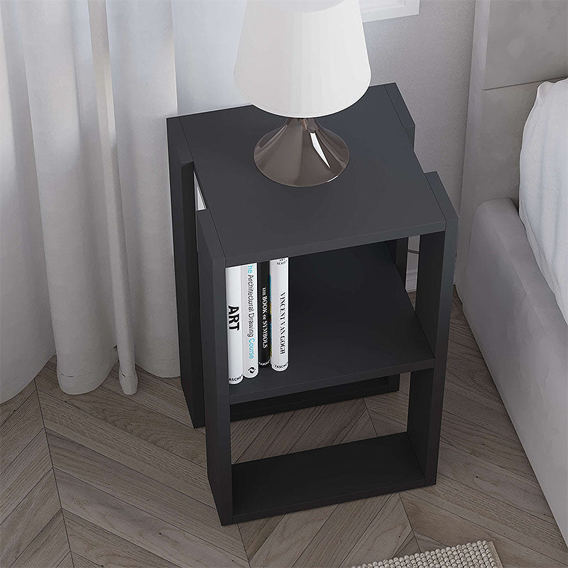 NOBLE Anthracite Nightstand, stylish side table with one shelf, measuring 34x30x55cm, made of durable melamine.