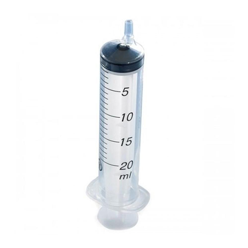 Nipro Eccentric Luer Slip Tip Syringe in 20ml and 50ml sizes, showcasing the clear barrel and offset nozzle design.
