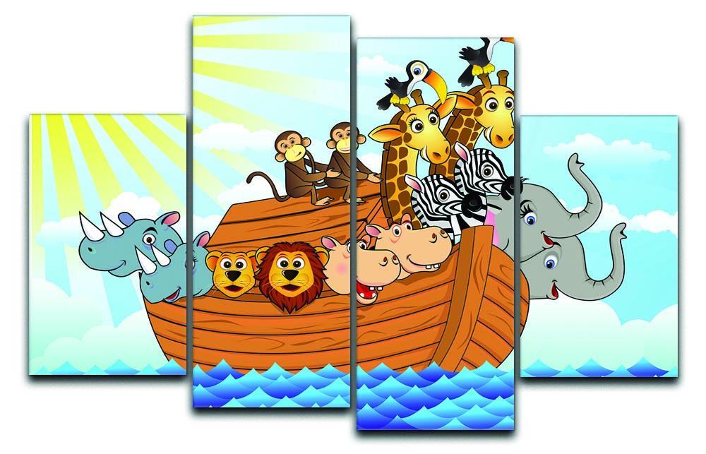 Noah Ark 4 Split Panel Canvas artwork featuring a vibrant depiction of Noah's Ark divided into four panels.