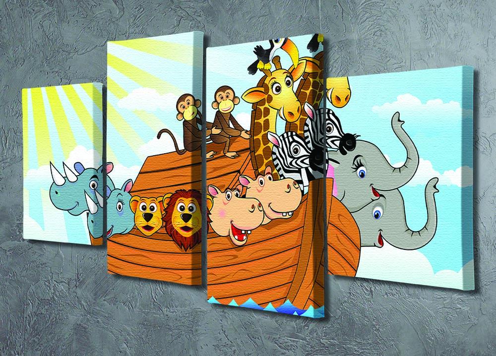 Noah Ark 4 Split Panel Canvas artwork featuring a vibrant depiction of Noah's Ark divided into four panels.