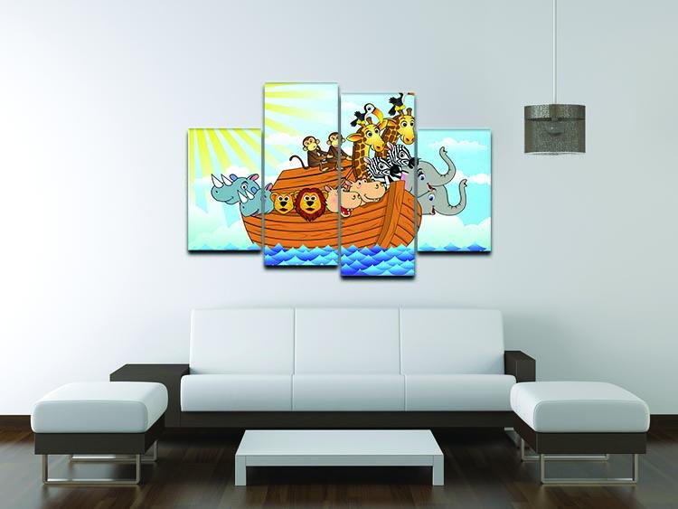 Noah Ark 4 Split Panel Canvas artwork featuring a vibrant depiction of Noah's Ark divided into four panels.