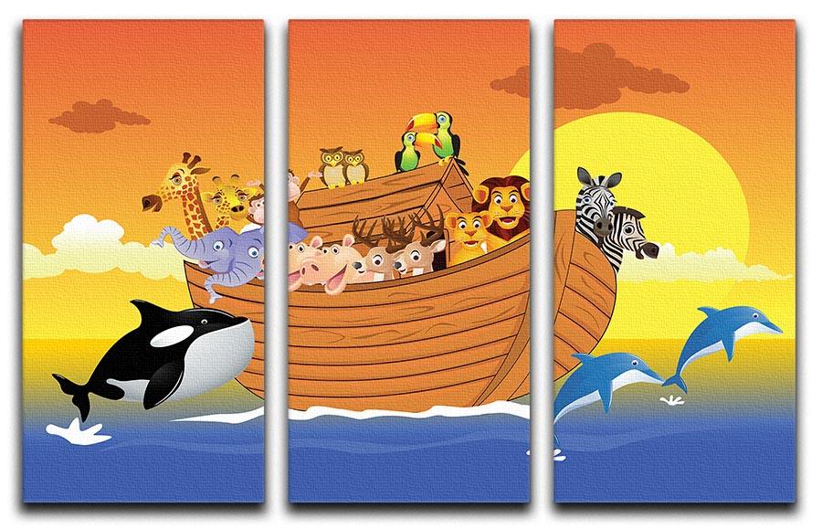 Noah Ark Whale 3 Split Panel Canvas Print showcasing a beautiful whale design across three panels.